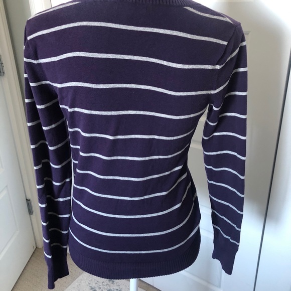 Purple Stripe Gap V-Neck Fitted Sweater - Picture 6 of 7